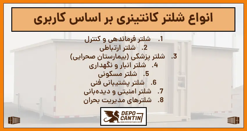 انواع شلتر کانتینری بر اساس کاربری