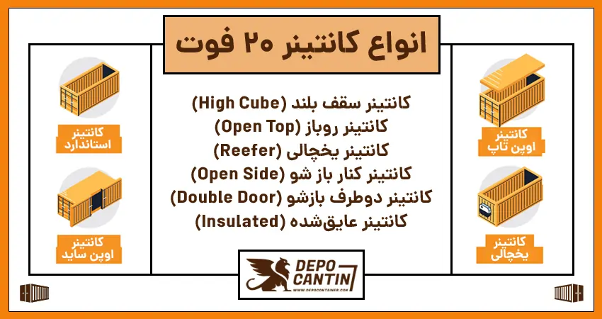 انواع کانتینر 20 فوت